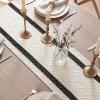 Artoid Mode Red Stripe Woven Table Runner, Seasonal Holiday Hollow Kitchen Dining Table Decoration for Home Party Decor 12×72 Inch(Black)