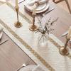 Artoid Mode Red Stripe Woven Table Runner, Seasonal Holiday Hollow Kitchen Dining Table Decoration for Home Party Decor 12×72 Inch(Burlap Brown)