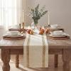 Artoid Mode Red Stripe Woven Table Runner, Seasonal Holiday Hollow Kitchen Dining Table Decoration for Home Party Decor 12×72 Inch(Burlap Brown)