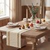 Artoid Mode Red Stripe Woven Table Runner, Seasonal Holiday Hollow Kitchen Dining Table Decoration for Home Party Decor 12×72 Inch(Burlap Brown)