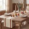 Artoid Mode Red Stripe Woven Table Runner, Seasonal Holiday Hollow Kitchen Dining Table Decoration for Home Party Decor 12×72 Inch(Caramel)