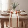 Artoid Mode Red Stripe Woven Table Runner, Seasonal Holiday Hollow Kitchen Dining Table Decoration for Home Party Decor 12×72 Inch(Caramel)