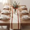 Artoid Mode Red Stripe Woven Table Runner, Seasonal Holiday Hollow Kitchen Dining Table Decoration for Home Party Decor 12×72 Inch(Caramel)
