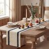 Artoid Mode Red Stripe Woven Table Runner, Seasonal Holiday Hollow Kitchen Dining Table Decoration for Home Party Decor 12×72 Inch(Dark Blue)
