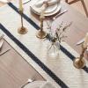 Artoid Mode Red Stripe Woven Table Runner, Seasonal Holiday Hollow Kitchen Dining Table Decoration for Home Party Decor 12×72 Inch(Dark Blue)