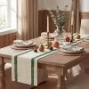 Artoid Mode Red Stripe Woven Table Runner, Seasonal Holiday Hollow Kitchen Dining Table Decoration for Home Party Decor 12×72 Inch(Emerald)