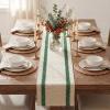 Artoid Mode Red Stripe Woven Table Runner, Seasonal Holiday Hollow Kitchen Dining Table Decoration for Home Party Decor 12×72 Inch(Emerald)