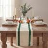 Artoid Mode Red Stripe Woven Table Runner, Seasonal Holiday Hollow Kitchen Dining Table Decoration for Home Party Decor 12×72 Inch(Forest Green)