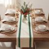 Artoid Mode Red Stripe Woven Table Runner, Seasonal Holiday Hollow Kitchen Dining Table Decoration for Home Party Decor 12×72 Inch(Forest Green)