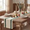 Artoid Mode Red Stripe Woven Table Runner, Seasonal Holiday Hollow Kitchen Dining Table Decoration for Home Party Decor 12×72 Inch(Forest Green)
