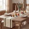 Artoid Mode Red Stripe Woven Table Runner, Seasonal Holiday Hollow Kitchen Dining Table Decoration for Home Party Decor 12×72 Inch(Light Coffee)