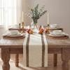 Artoid Mode Red Stripe Woven Table Runner, Seasonal Holiday Hollow Kitchen Dining Table Decoration for Home Party Decor 12×72 Inch(Light Coffee)