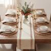 Artoid Mode Red Stripe Woven Table Runner, Seasonal Holiday Hollow Kitchen Dining Table Decoration for Home Party Decor 12×72 Inch(Pink)