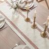 Artoid Mode Red Stripe Woven Table Runner, Seasonal Holiday Hollow Kitchen Dining Table Decoration for Home Party Decor 12×72 Inch(Pink)