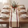 Artoid Mode Red Stripe Woven Table Runner, Seasonal Holiday Hollow Kitchen Dining Table Decoration for Home Party Decor 12×72 Inch(Red)