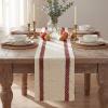 Artoid Mode Red Stripe Woven Table Runner, Seasonal Holiday Hollow Kitchen Dining Table Decoration for Home Party Decor 12×72 Inch(Red)