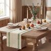 Artoid Mode Red Stripe Woven Table Runner, Seasonal Holiday Hollow Kitchen Dining Table Decoration for Home Party Decor 12×72 Inch(Sage Green)