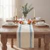 Artoid Mode Red Stripe Woven Table Runner, Seasonal Holiday Hollow Kitchen Dining Table Decoration for Home Party Decor 12×72 Inch(Sky Blue)