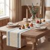 Artoid Mode Red Stripe Woven Table Runner, Seasonal Holiday Hollow Kitchen Dining Table Decoration for Home Party Decor 12×72 Inch(Sky Blue)