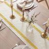 Artoid Mode Red Stripe Woven Table Runner, Seasonal Holiday Hollow Kitchen Dining Table Decoration for Home Party Decor 12×72 Inch(Yellow)