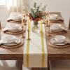 Artoid Mode Red Stripe Woven Table Runner, Seasonal Holiday Hollow Kitchen Dining Table Decoration for Home Party Decor 12×72 Inch(Yellow)