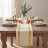 Artoid Mode Red Stripe Woven Table Runner, Seasonal Holiday Hollow Kitchen Dining Table Decoration for Home Party Decor 12×72 Inch(Yellow)