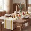 Artoid Mode Red Stripe Woven Table Runner, Seasonal Holiday Hollow Kitchen Dining Table Decoration for Home Party Decor 12×72 Inch(Yellow)
