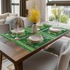 Artoid Mode Stripes Shamrock Vinyl St. Patrick’s Day Placemats Set of 4, 12×18 Inch Wipeable Non-Slip PVC Place Mats for Party Kitchen Dining Decor