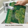 Artoid Mode Stripes Shamrock Vinyl St. Patrick’s Day Placemats Set of 4, 12×18 Inch Wipeable Non-Slip PVC Place Mats for Party Kitchen Dining Decor