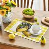 Artoid Mode Yellow Buffalo Plaid Lemon Placemats for Dining Table, 12 x 18 Inch Summer Seasonal Decoration Rustic Washable Table Mats Set of 4