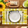 Artoid Mode Yellow Buffalo Plaid Lemon Placemats for Dining Table, 12 x 18 Inch Summer Seasonal Decoration Rustic Washable Table Mats Set of 4