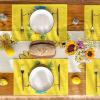 Artoid Mode Yellow Hello Sunshine Sunflower Summer Placemats for Dining Table, 12 x 18 Inch Spring Seasonal Holiday Decoration Rustic Vintage Washable Table Mats Set of 4(Yellow)