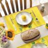 Artoid Mode Yellow Hello Sunshine Sunflower Summer Placemats for Dining Table, 12 x 18 Inch Spring Seasonal Holiday Decoration Rustic Vintage Washable Table Mats Set of 4(Yellow)