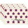 Artoid Mode Beige America Stars Block Patriotic 4th of July Placemats Set of 4, 12×18 Inch Memorial Day Holiday Table Mats for Party Kitchen Dining Decoration(Beige)