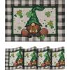 Artoid Mode Buffalo Plaid Gnome Vinyl St. Patrick’s Day Placemats Set of 4, 12×18 Inch Wipeable Non-Slip PVC Place Mats for Party Kitchen Dining Decor