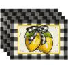 Artoid Mode Buffalo Plaid Lemon Placemats for Dining Table, 12 x 18 Inch Summer Seasonal Decoration Rustic Washable Table Mats Set of 4(Red/Blue)