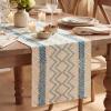 Artoid Mode Burlap Brown Stripe Diamond Pattern Woven Table Runner, Seasonal Holiday Hollow Kitchen Dining Table Decoration for Home Party Decor 12×72 Inch(Sky Blue)