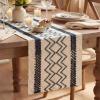 Artoid Mode Burlap Brown Stripe Diamond Pattern Woven Table Runner, Seasonal Holiday Hollow Kitchen Dining Table Decoration for Home Party Decor 12×72 Inch(Dark Blue)