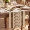 Artoid Mode Burlap Brown Stripe Diamond Pattern Woven Table Runner, Seasonal Holiday Hollow Kitchen Dining Table Decoration for Home Party Decor 12×72 Inch(Light Coffee)