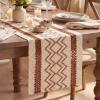 Artoid Mode Burlap Brown Stripe Diamond Pattern Woven Table Runner, Seasonal Holiday Hollow Kitchen Dining Table Decoration for Home Party Decor 12×72 Inch(Caramel)