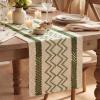 Artoid Mode Burlap Brown Stripe Diamond Pattern Woven Table Runner, Seasonal Holiday Hollow Kitchen Dining Table Decoration for Home Party Decor 12×72 Inch(Army Green)