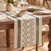 Artoid Mode Burlap Brown Stripe Diamond Pattern Woven Table Runner, Seasonal Holiday Hollow Kitchen Dining Table Decoration for Home Party Decor 12×72 Inch(Dark Grey)