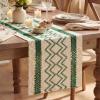 Artoid Mode Burlap Brown Stripe Diamond Pattern Woven Table Runner, Seasonal Holiday Hollow Kitchen Dining Table Decoration for Home Party Decor 12×72 Inch(Emerald)