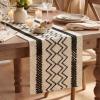 Artoid Mode Burlap Brown Stripe Diamond Pattern Woven Table Runner, Seasonal Holiday Hollow Kitchen Dining Table Decoration for Home Party Decor 12×72 Inch(Black)