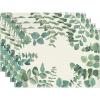 Artoid Mode Eucalyptus Leaves Summer Round Placemats Set of 4, 14 Inch Summer Round Table Mats for Dining Decoration(Green)