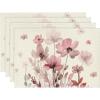 Artoid Mode Pink Florals Poppy Spring Placemats Set of 4, 12×18 Inch Seasonal Summer Holiday Table Mats for Party Kitchen Dining Decoration(Pink)
