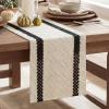 Artoid Mode Red Stripe Woven Table Runner, Seasonal Holiday Hollow Kitchen Dining Table Decoration for Home Party Decor 12×72 Inch(Black)