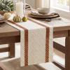 Artoid Mode Red Stripe Woven Table Runner, Seasonal Holiday Hollow Kitchen Dining Table Decoration for Home Party Decor 12×72 Inch(Caramel)