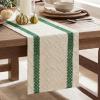 Artoid Mode Red Stripe Woven Table Runner, Seasonal Holiday Hollow Kitchen Dining Table Decoration for Home Party Decor 12×72 Inch(Emerald)