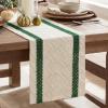 Artoid Mode Red Stripe Woven Table Runner, Seasonal Holiday Hollow Kitchen Dining Table Decoration for Home Party Decor 12×72 Inch(Forest Green)
